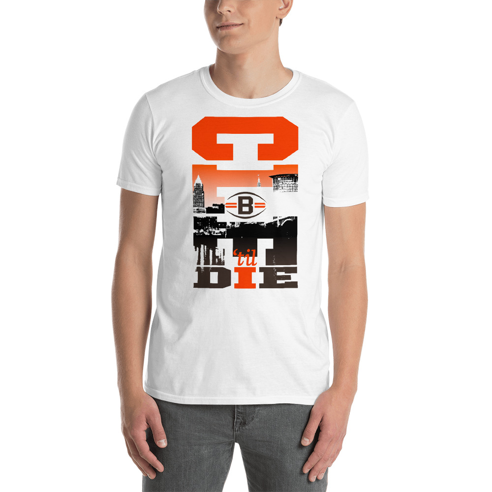 CLE til I D.I.E. Cleveland Browns Unisex City Skyline T-Shirt 2 CLE til I D.I.E. Cleveland Browns Unisex City Skyline T-Shirt - Image 2