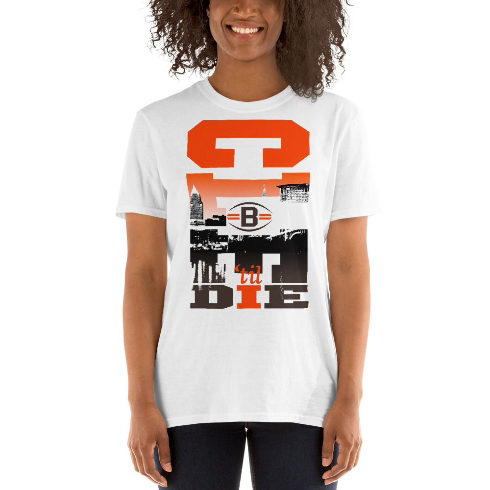 CLE til I D.I.E. Cleveland Browns Unisex City Skyline T-Shirt 3 CLE til I D.I.E. Cleveland Browns Unisex City Skyline T-Shirt - Image 3