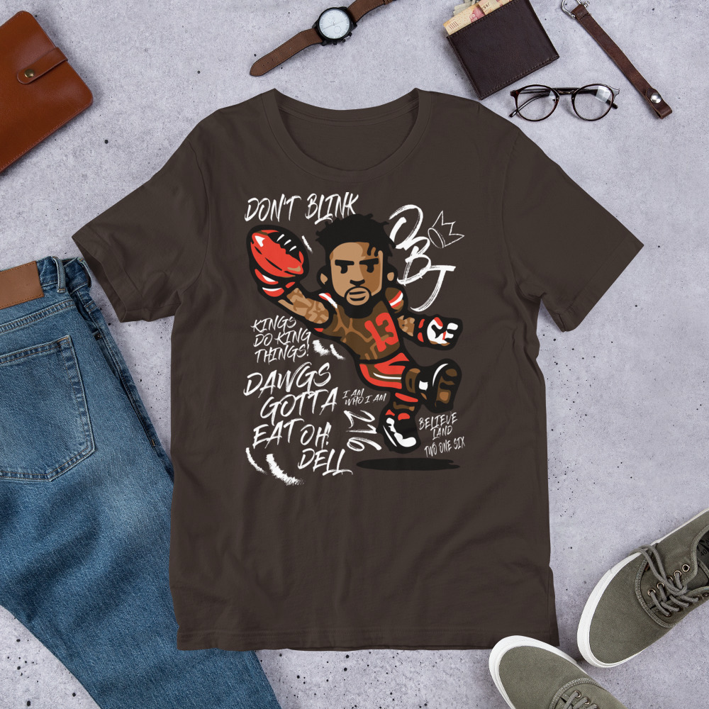 Odell Beckham Jr. OBJ Cleveland Browns Cartoon Unisex T-Shirt ? 4 odell beckham jr. dawgs gotta eat t-shirt